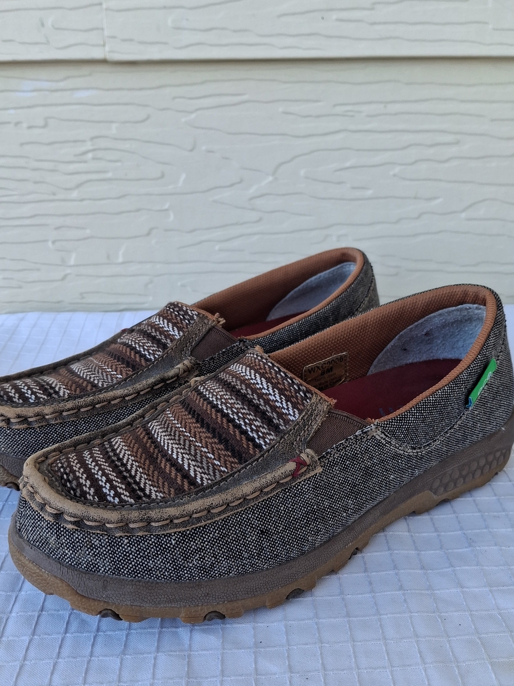 Women's Twisted X Slip-on Driving Moc-Khaki/Grey Multi, Style WXC0006 Sz 8M